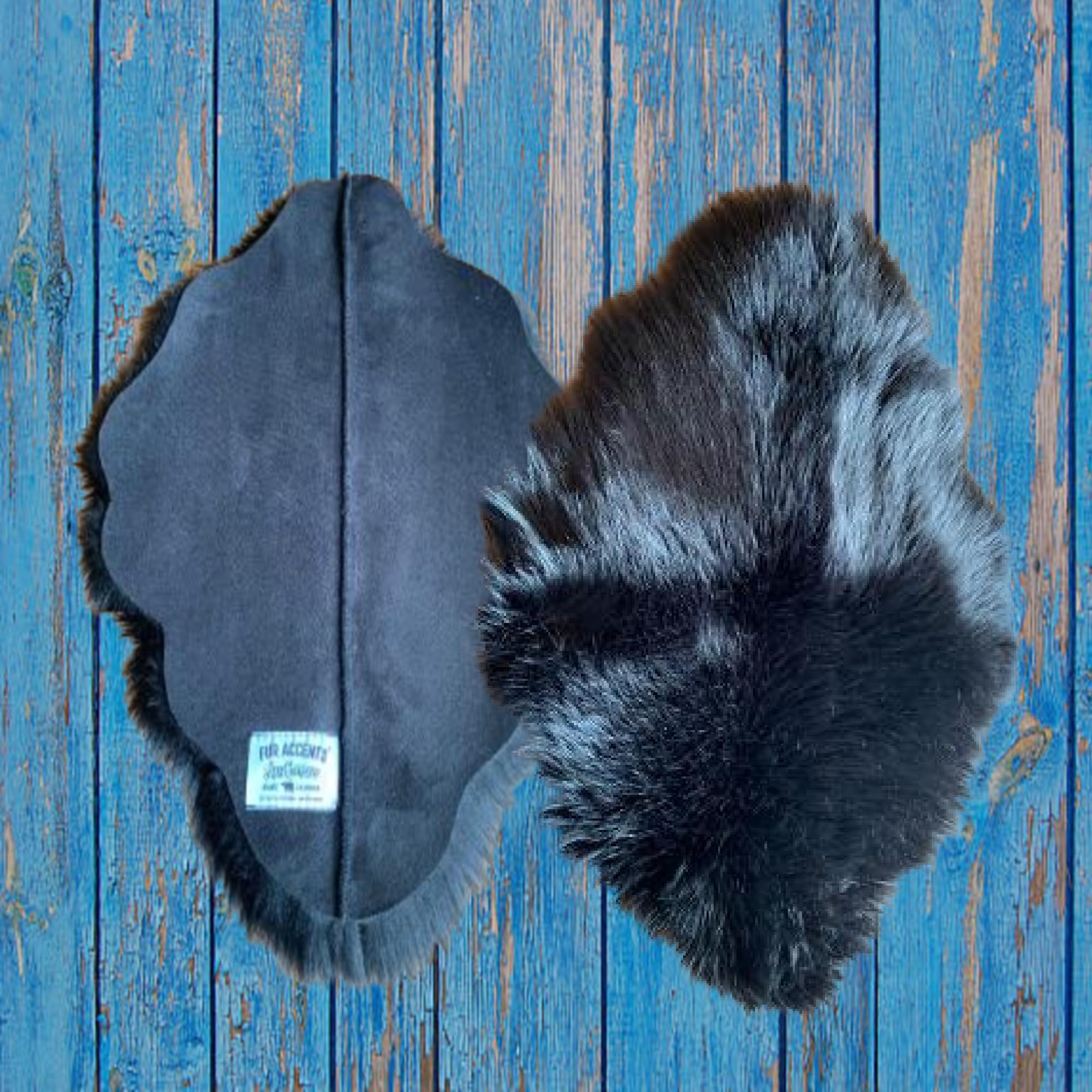 Accent Beaver Pelt & Sheepskin Toss Rug - Small Brown/Black & Suede Lined Jet Black