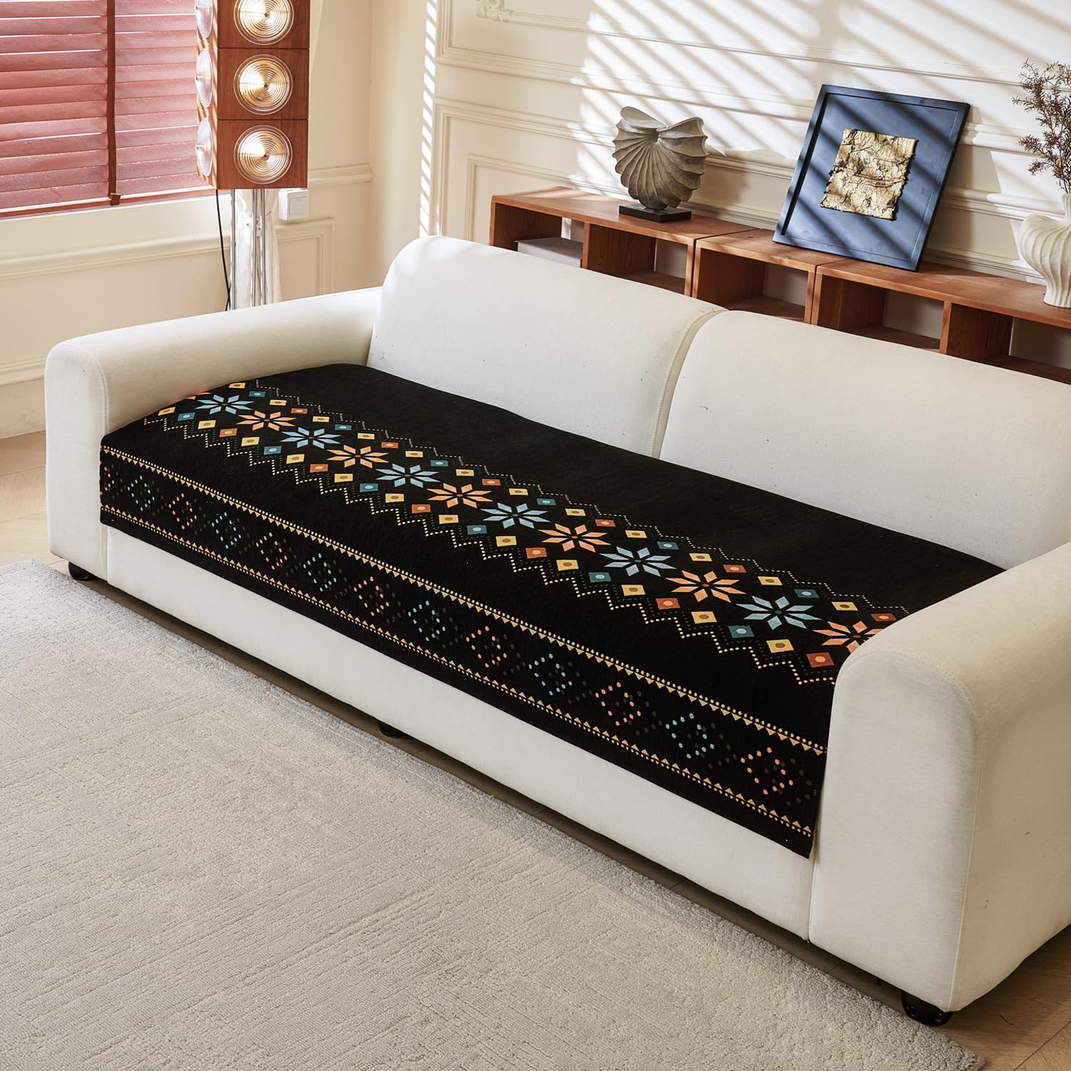 House of Quirk Chenille Sofa Cover - Bohemian Style -1