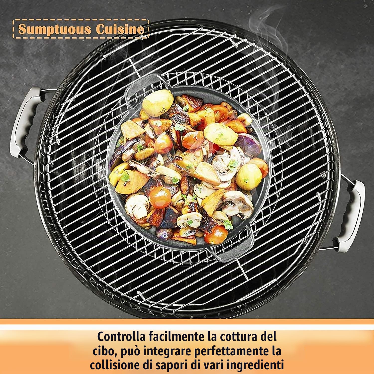 Denmay 7421 Piastra grill rotonda in ghisa da 30,5 cm per Weber 57 cm, Gourmet BBQ System,griglia a carbone Weber One-TouchPiastra in ghisa smaltata in porcellana Pezzi di ricambio