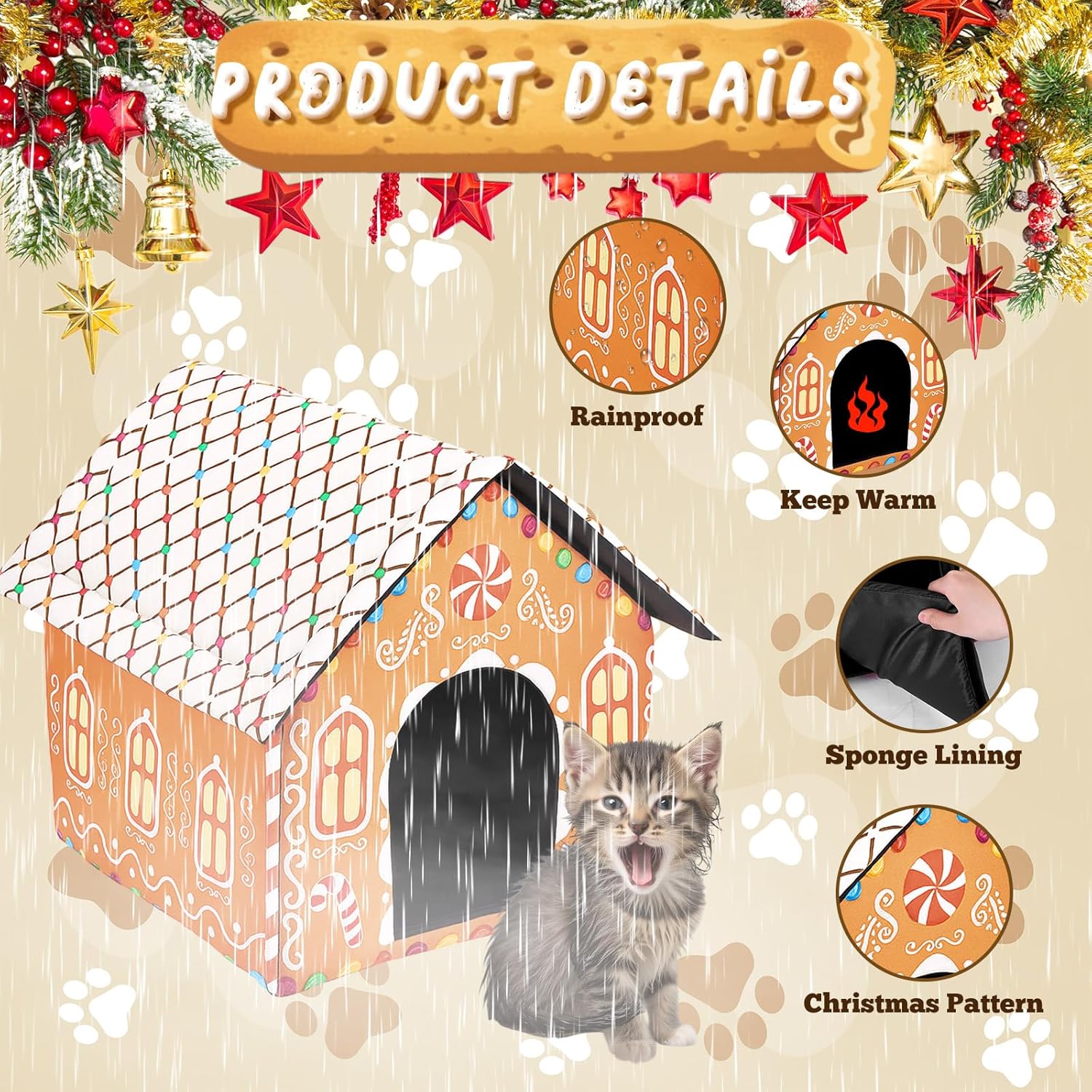 Cozy Up This Winter: Review of the 3 Pcs Christmas Gingerbread Cat Houses for Outdoor Cats