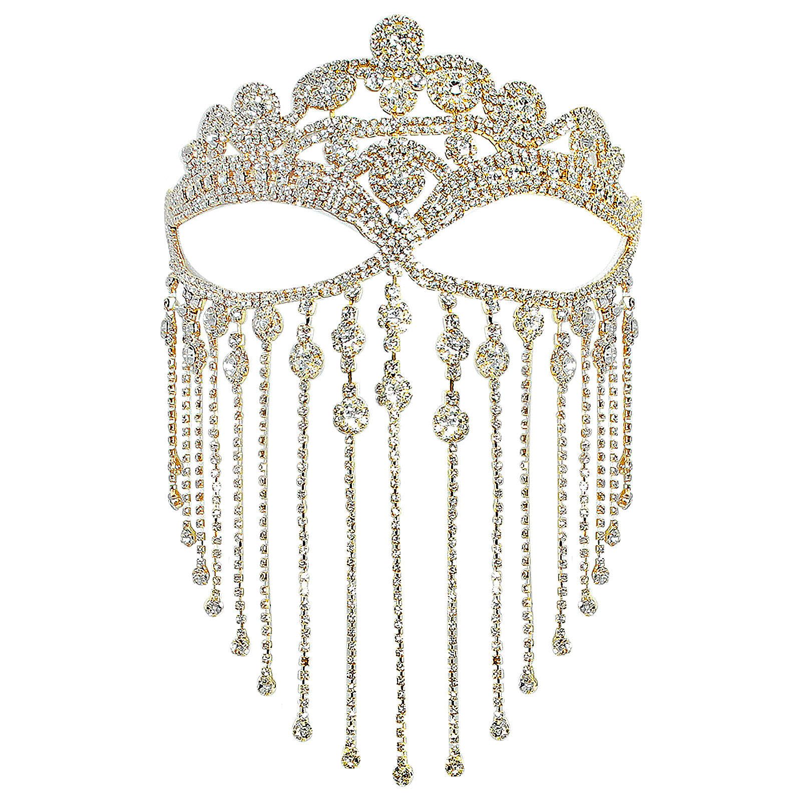 OIDEA Damen Maskenball Quasten Maske: Gold Silber Schwarz Halloween Sexy Luxus Halbmaske mit Kristall Augenmaske mit Strass für Frauen Party Cosplay Fotoshooting Hochzeit Gala Bühnenauftritt