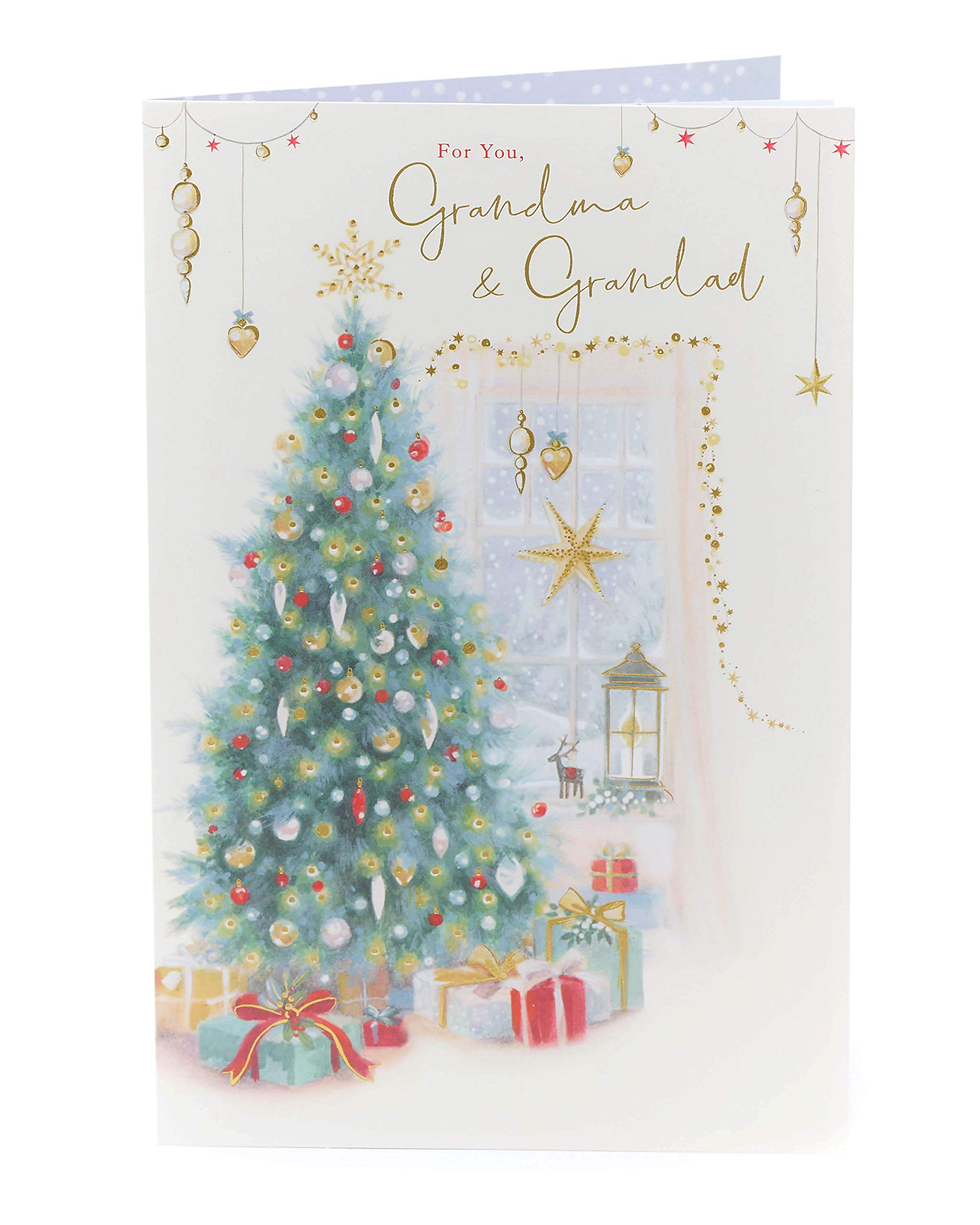 Tarjeta De Navidad Para Hombre (UKG-616280) De UK Greetings – Husband – Hermoso árbol Acabado Con Exquisito Papel De Aluminio Y Detalles De Flitter – Tarjeta De Navidad Adornada Para él