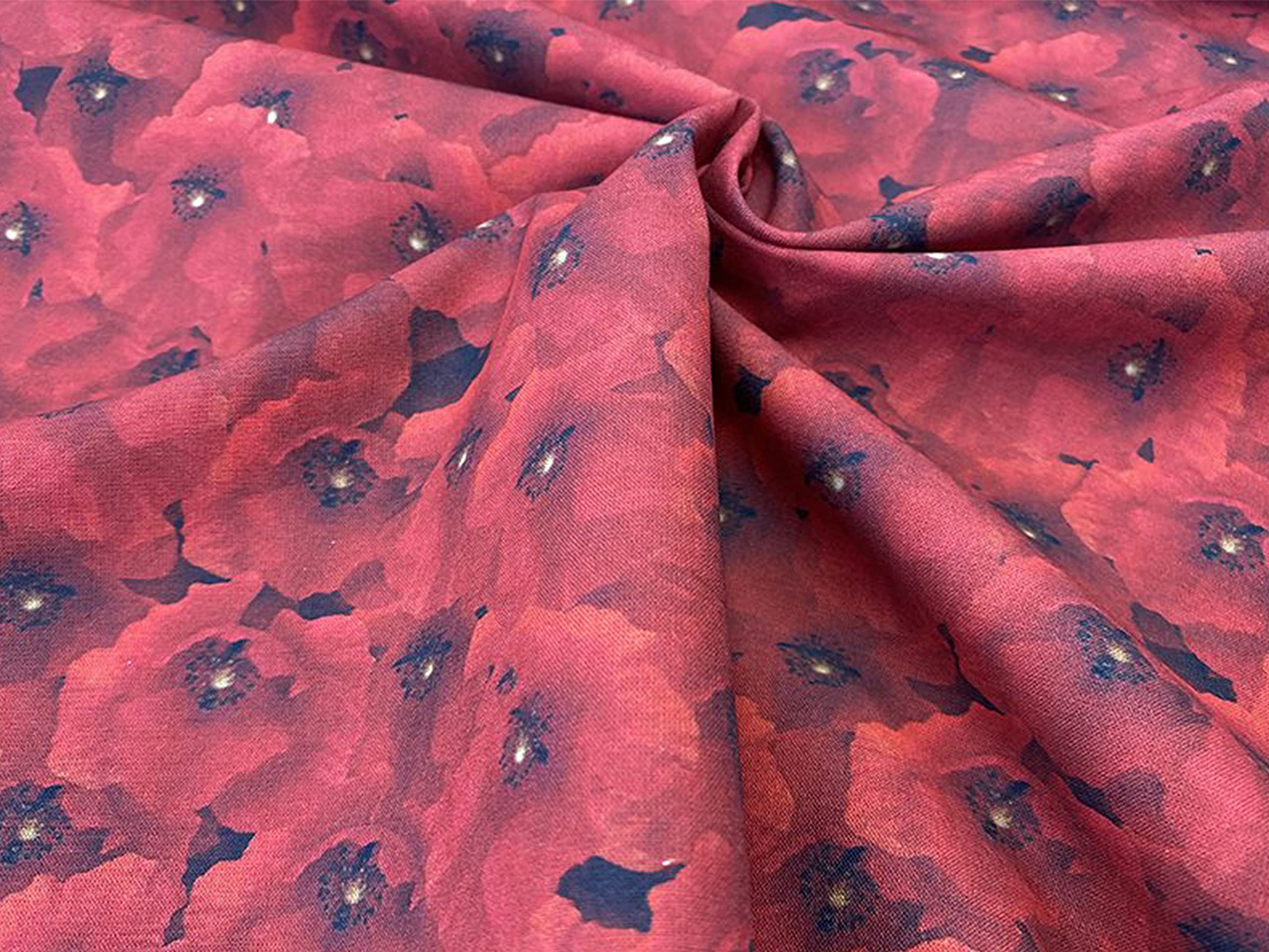 Little Johnny Red - Poppies Digital Cotton Fabric - 115 Gsm (100% Cotton Fabric - Ideal For Crafts, Quilting, Dressmaking) (Metre)
