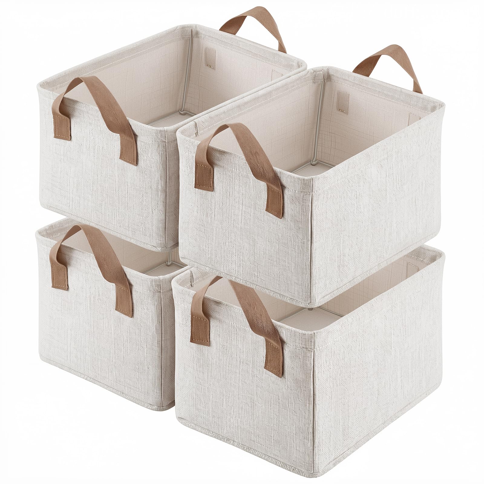 4 Pcs Wardrobe Storage Boxes, Small Storage Baskets Closet Organizers Cream