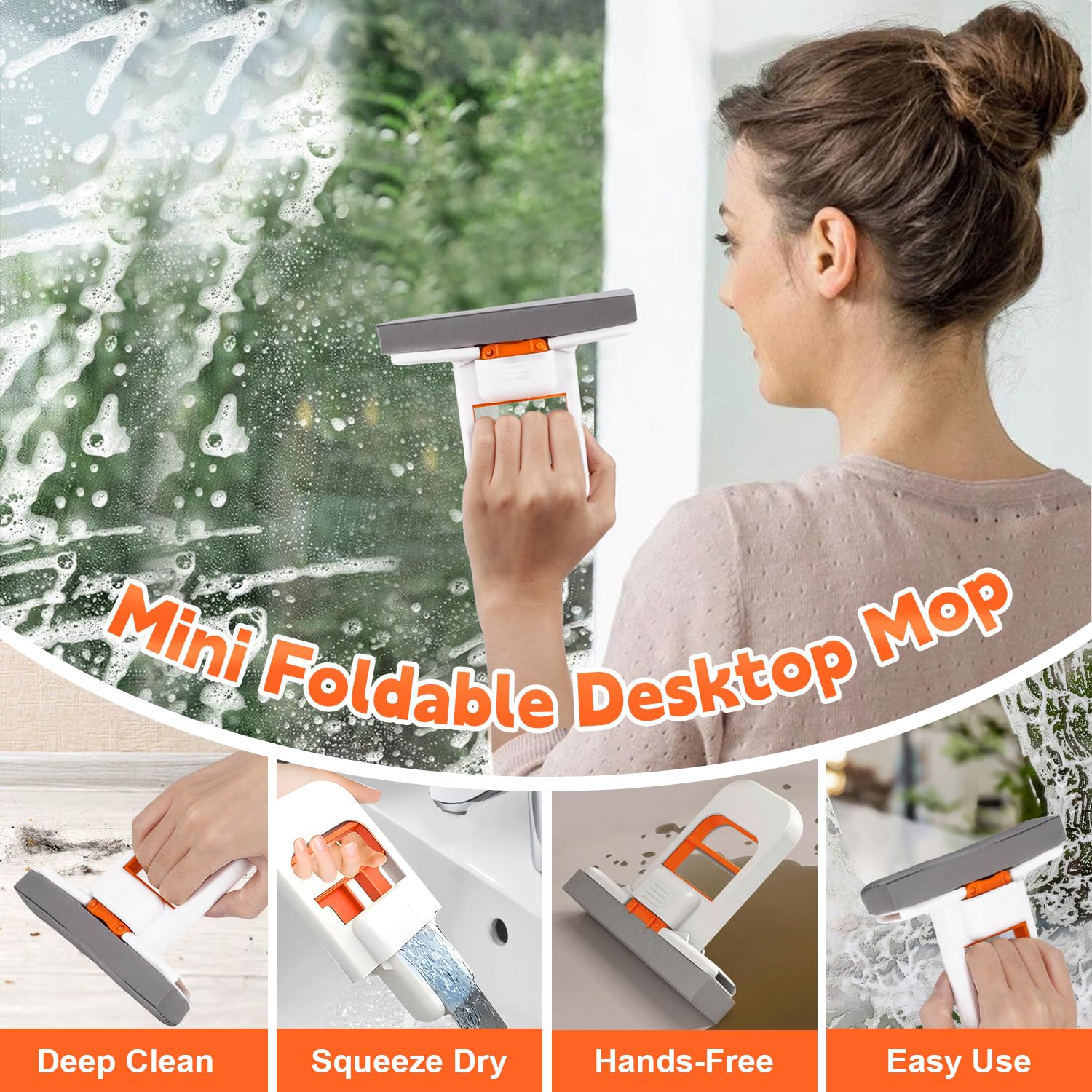 Mini Balai éponge Auto-essoreur - Avec 2 Rechanges, Pour Salle De Bain, Cuisine Et Vitres - 9