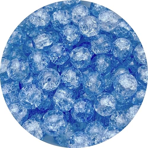 Miniatura 13 de 100 piezas de cuentas de vidrio craquelado de 8 mm redondas de cristal transparente para manualidades, cuentas espaciadoras de cristal para joyería
