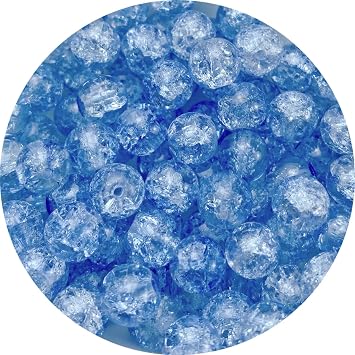 100pcs Crackle Glass Beads 8mm Round Crystal Glass Spacer Crafts Beads for Jewelry Making Necklace Bracelet Earrings DIY CraftsAzure