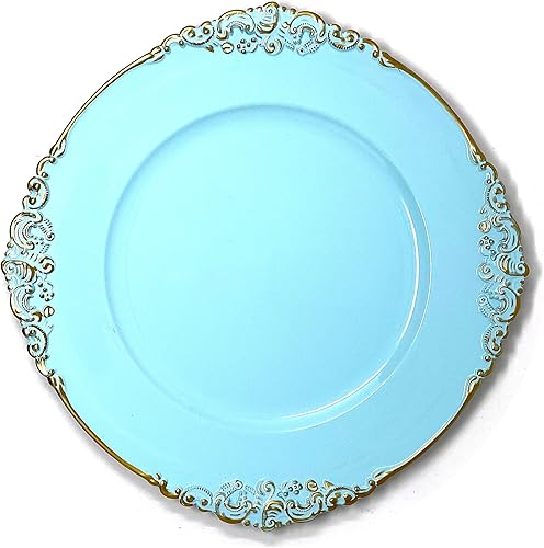 allgala Paquete de 6 placas de carga redondas de alta calidad de 13 pulgadas, color turquesa floral, HD80382