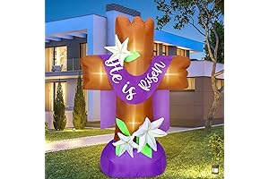 5.9ft Easter Cross Inflatable with Built-in LED Lights for Indoor/Outdoor Yard Decorations