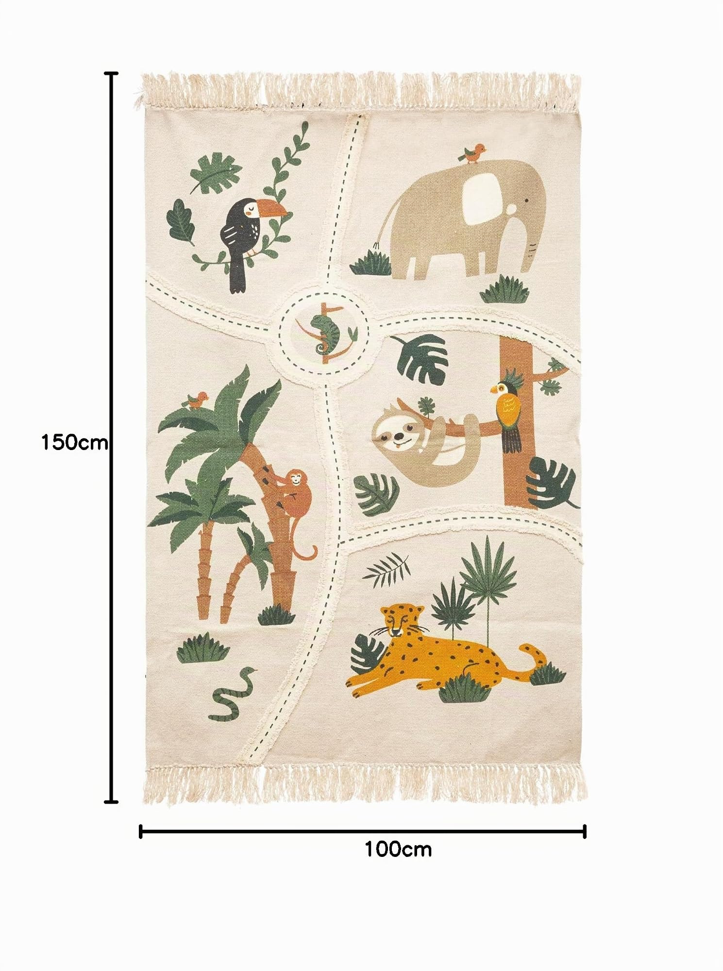 Atmosphera - Tapis Enfant Jungle - Coton - L. 100 x P. 0-5 x H. 150 cm - 100x150 cm