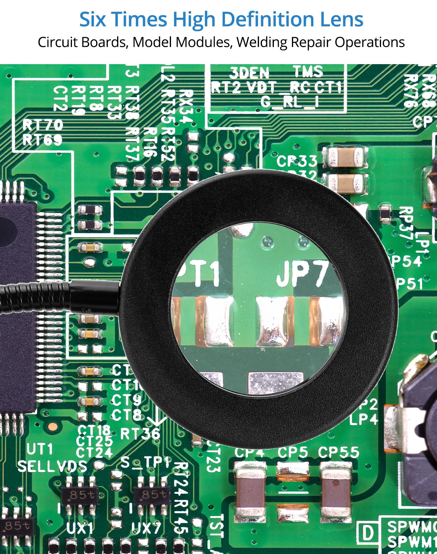 QWORK® Lutowanie z trzeciej ręki, z lampą powiększającą LED 6X, 4 ramionami pomocniczymi do lutowania, 4 kolumnami PCB