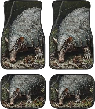 All Weather Car Floor Mats Armadillo Print Easy to Clean Non Slip Waterproof Floor Liners for Cars SUVs Trucks Sedans