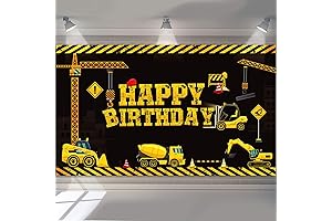 Construction Birthday Banner, Tatuo Construction Happy Birthday Backdrop Banner, Construction Party Supplies,...