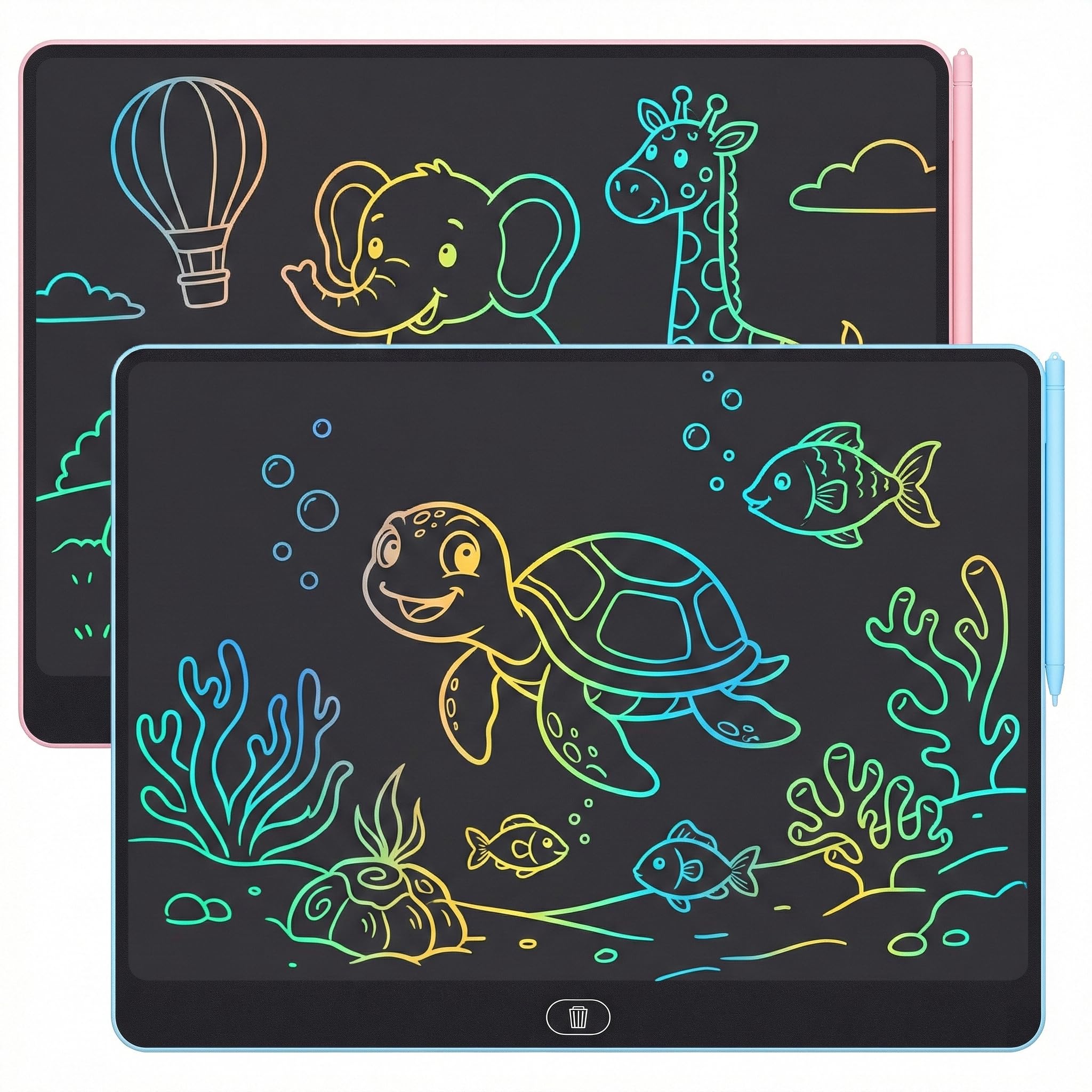 View 1 of 16 Inch LCD Writing Tablet for Kids 2 Pack, Large Drawing Board Doodle Pad, Colorful Screen Erasable Sketch Tablet, Travel Toys and Reusable Learning Gift for Boys Girls?Blue & Pink