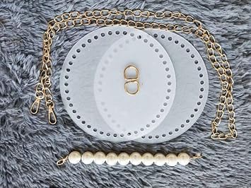 2PCS Clear Acrylic Round Circle for DIY Crochet Bag, 7inch /18CM Diameter, 45 Holes (Round Shape, 2PCS)