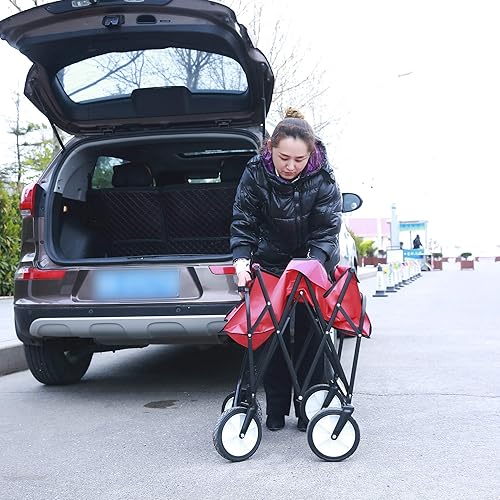 Miniatura 7 de Carro plegable plegable, carrito de alta resistencia con ruedas para comestibles, carrito de comestibles utilitario para camping, compras, deportes,