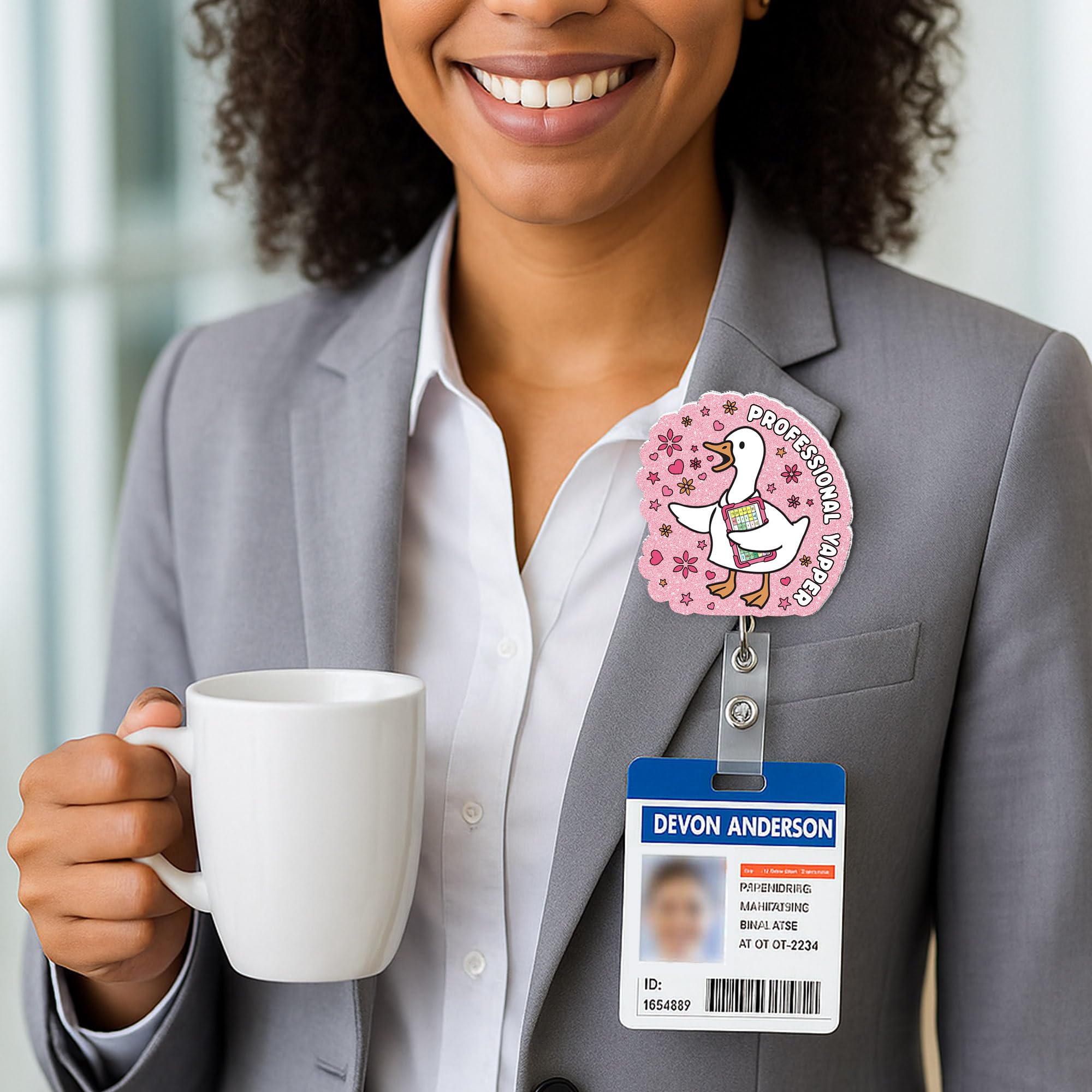 Funny SLP Badge Reel– Retractable Cute Silly Goose Professional Yapper Badge Holder with Aligator Clip, Speech Therapy Gifts for Speech Teacher, SLPA, AAC Specialist, Speech Pathologist