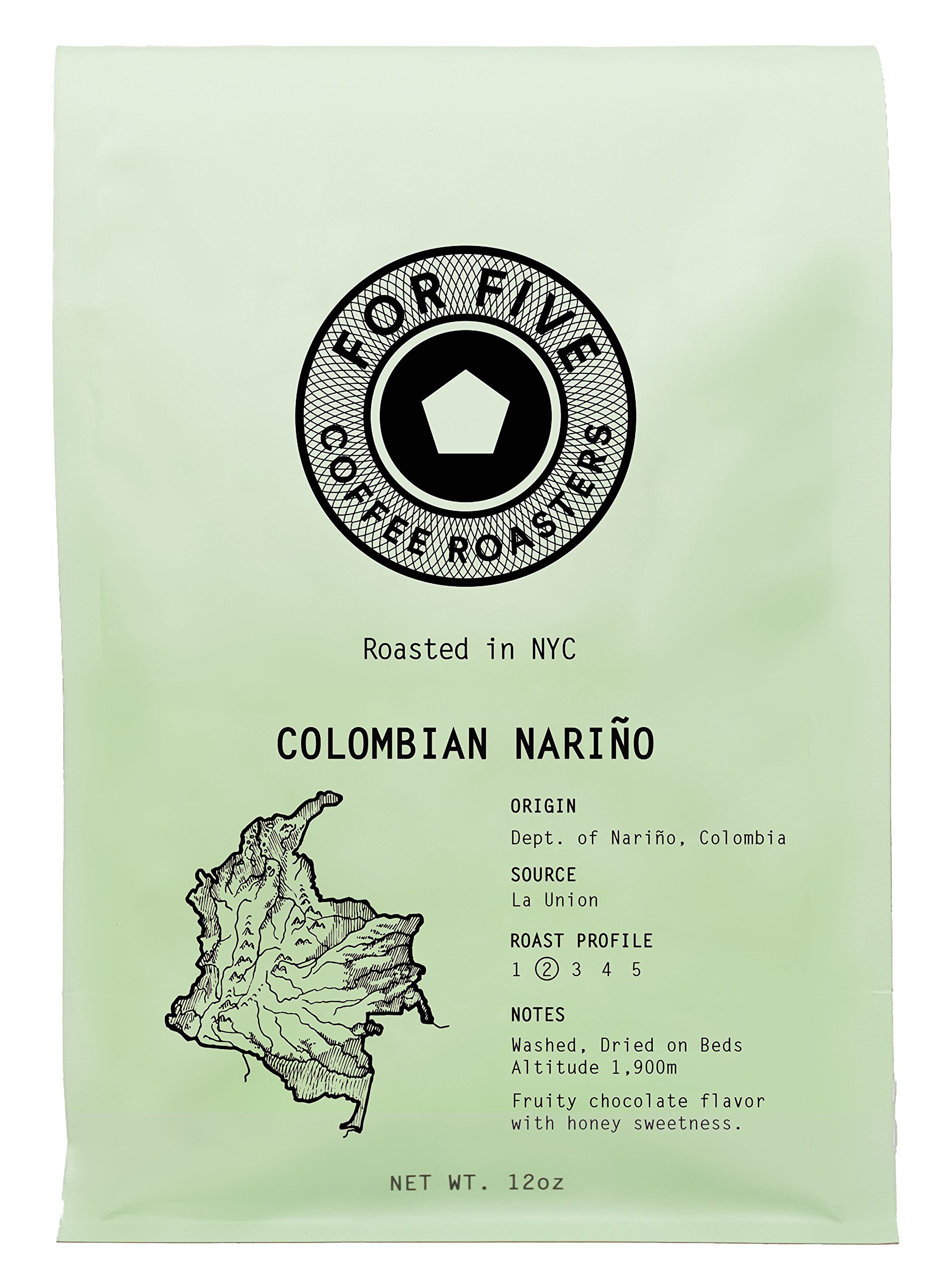 For Five Coffee RoastersRoasted In NYC - Colombian Nari?o Light Roast (Origin: Dept. of Narino, Columbia), Ground 12 oz