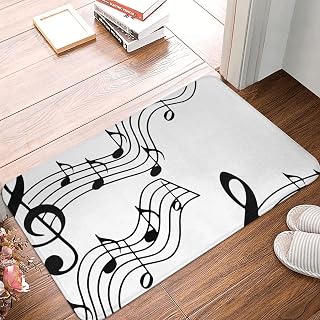 Music Notes Bath Mats for Bathroom Non Slip, Fluffy Absorbent Microfiber Bath Mat Washable, Aesthetic Bathroom Rugs, Bath Mat for Shower Sink 16x24 Inch