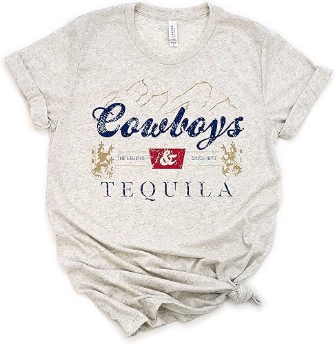 Up2ournecksinfabric - Cowboys and Tequila Shirt - Women Vintage Tee - Western Rodeo T-Shirt - Country Music Concert - Graphic Top White
