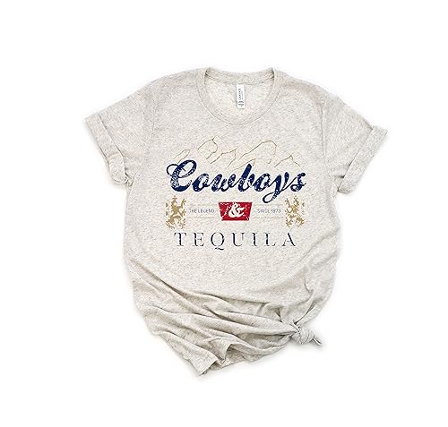 Up2ournecksinfabric - Cowboys and Tequila Shirt - Women Vintage Tee - Western Rodeo T-Shirt - Country Music Concert - Graphic Top