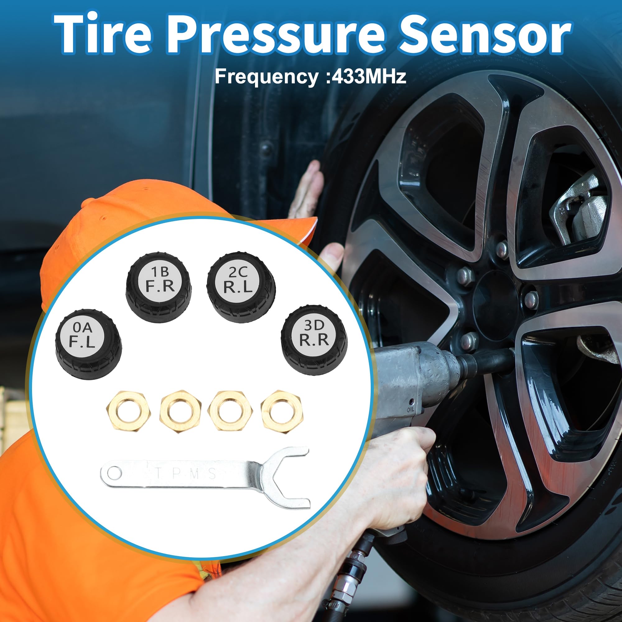 Zestaw czujników ciśnienia w oponach TPMS A ABSOPRO z systemem monitorowania ciśnienia w oponach dla nawigacji Android/iOS 433MHz sterowany aplikacją z 5 trybami alarmowymi