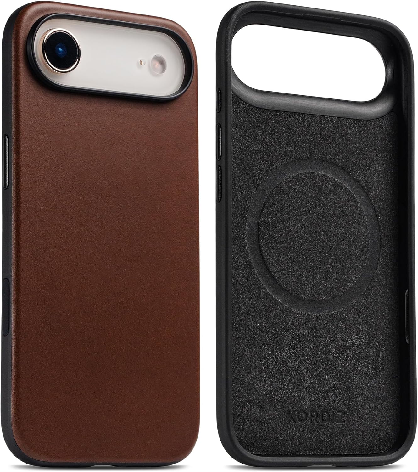 KORDIZ Impact Leather Case for iPhone 17 Air – Full-Grain Leather MagSafe Case with Camera Control Button – 360° Shockproof Bumper – Rugged Patina-Ready Protection – Slim Grip Cover (Dark Brown)