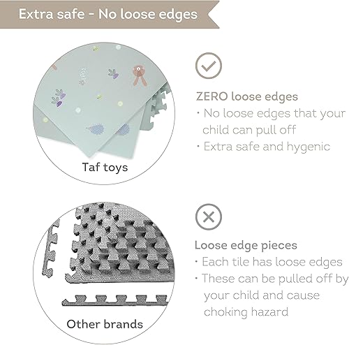 Miniatura 6 de Taf Toys Tapete de juego para bebé, tapete de juego para el tiempo boca abajo y tapete para gatear, tapete de juego de espuma para bebé con azulejos
