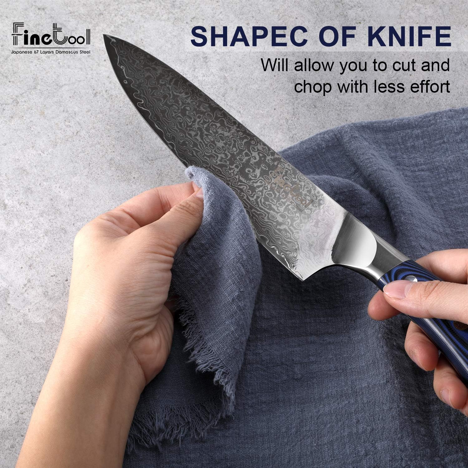 Best Deal 🛒 Chef Knives,FineTool 8 inch Professional Kitchen Knife Japanese Damascus VG10 67 Layer Stainless Steel Knives with Ultra Sharp Blue Micarta Handle Top Brands Chef Knives,FineTool 8 inch Professional Kitchen Knife Japanese Damascus VG10 67 Layer Stainless Steel Knives with Ultra Sharp Blue Micarta Handle