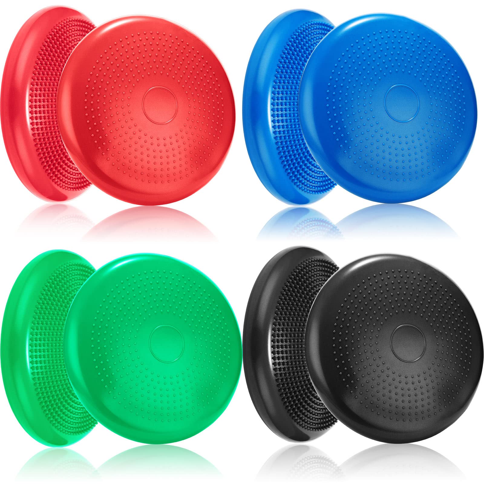 Jerify 4 Pcs Wiggle Seat Flexible Inflated Wobble Cushion Stability Balance Pad Balance Disc Sensory Seat for Men Women Fitness Physical Exercise Improving Posture Home Office