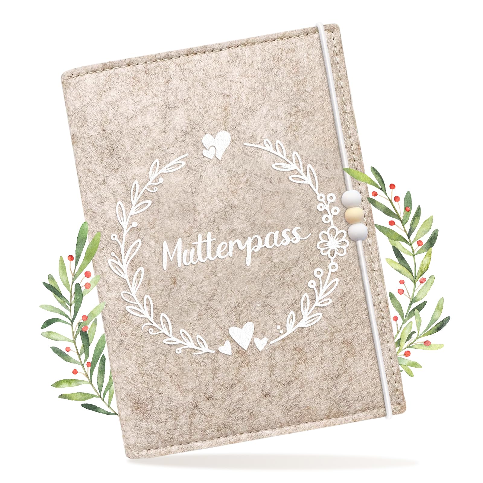 Mngevcy Mutterpasshülle aus Filz für Deutschen Mutterpass, Mutterpass Schutzhülle mit 6 Fächern, Mutterpasshüllen mit Fach für Ultraschallbilder, Kärtchen & Impfpass