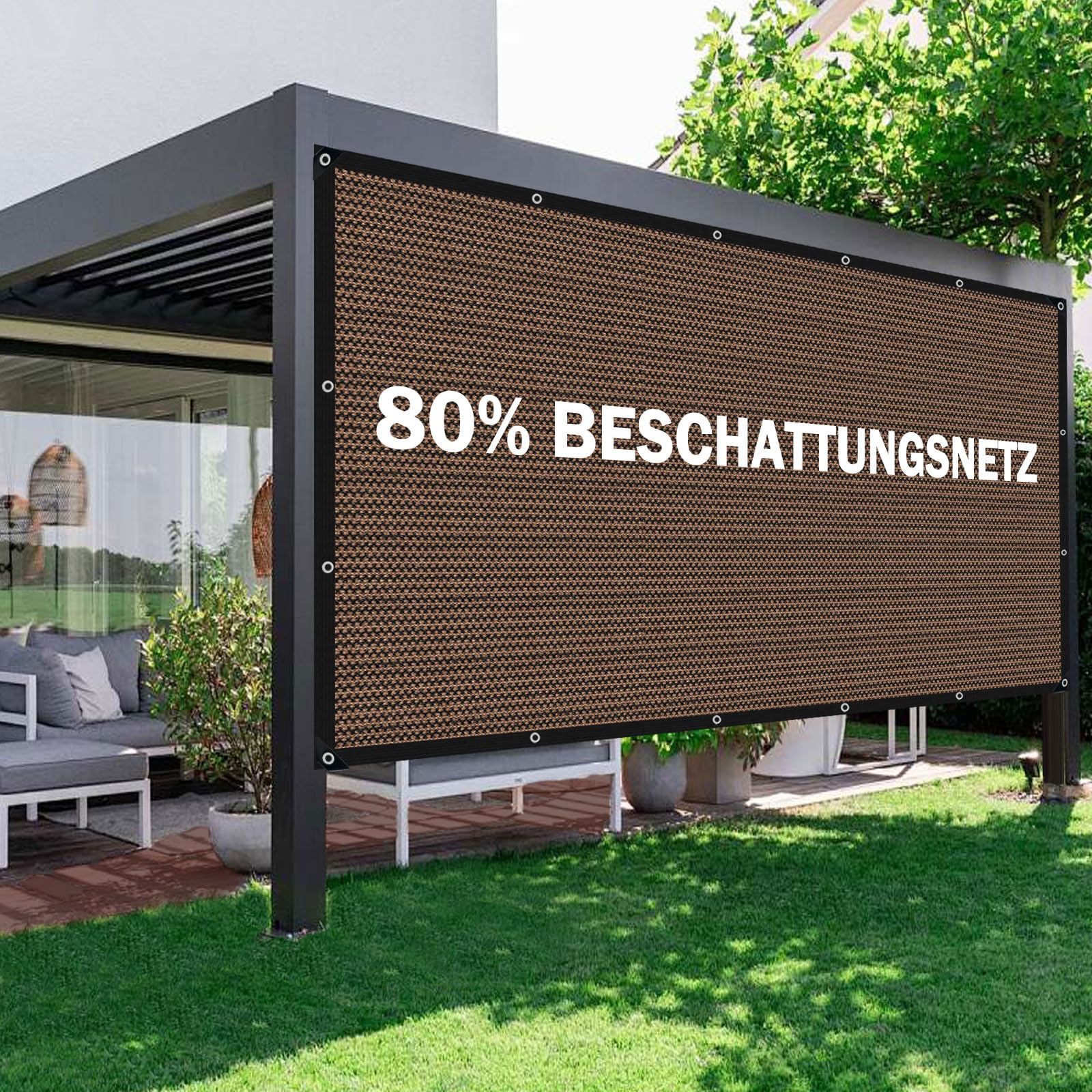 kogxscej Red de sombra con ojales, 80% de tasa de sombreado resistente a los rayos UV, transpirable, ligera y duradera, red de sombreado para invernadero, jardín, granero, exterior.