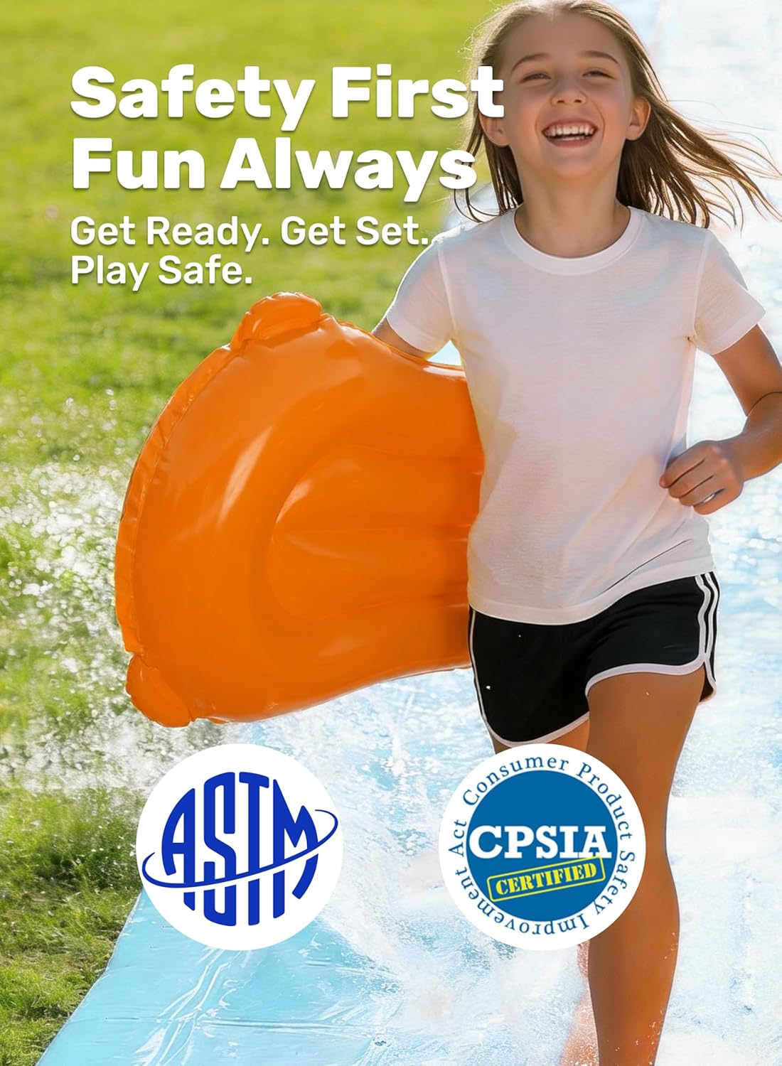 Sloosh 32.5ft Water Slide with 2 Inflatable Boards,Double Lane Lawn Water Slip Sprinkler Long Slides with for Kids Adults Backyard Summer Outdoor Toy