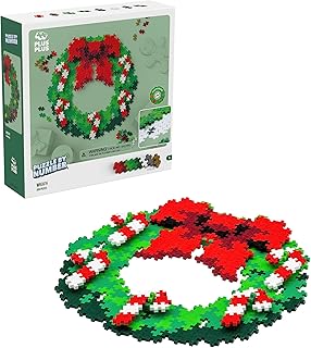PLUS PLUS - Puzzle by Number - 500 Piece Wreath - Construction Building Stem/Steam Toy, Interlocking Mini Puzzle Blocks for Kids