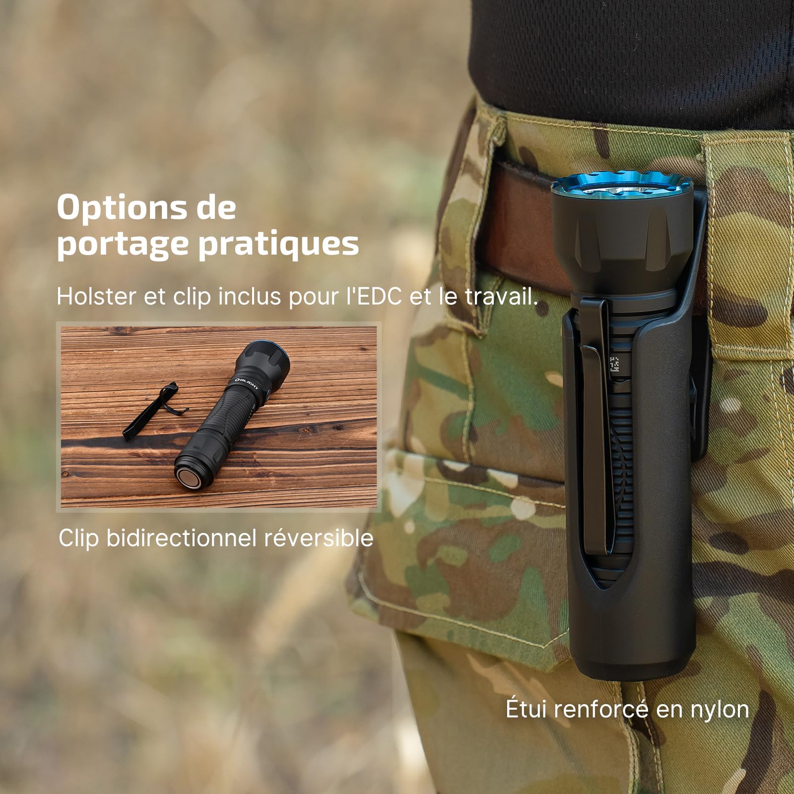 OLIGHT Javelot Lampe de Poche Tactique 1350 Lumens 6 Modes d'éclairage | Portée 730 Mètres, 72 Jours Autonomie, Double Interrupteur, Rechargeable, Idéal pour Chasse, Camping et Loisirs en Plein Air