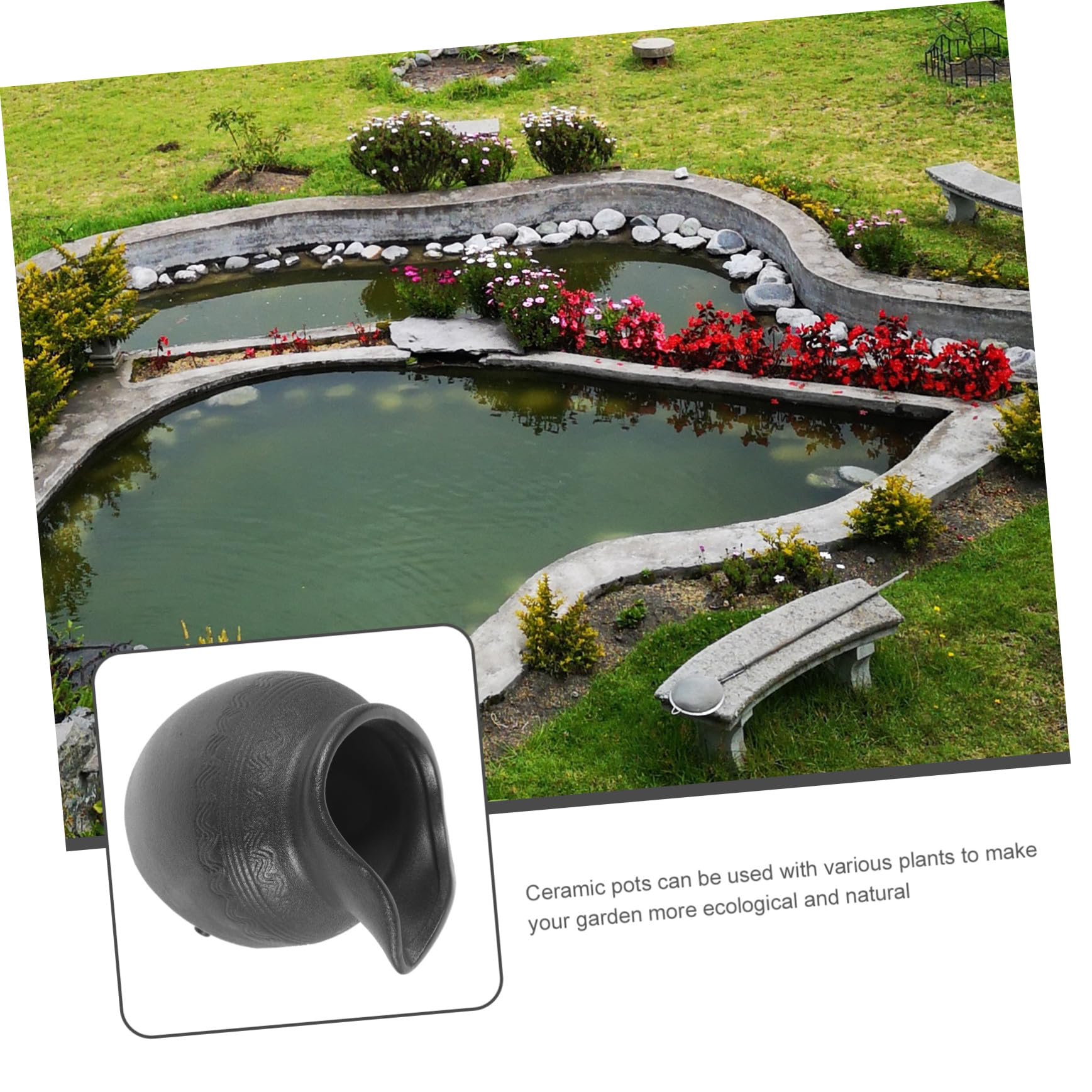 SUPVOX Fontana Circolare in Ceramica per Balcone e Giardino Decorazione Vaso per Esterni e Interni Flusso d'Acqua Naturale Facile da Collocare e Durevole