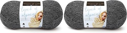 Lion Brand Yarn Touch of Alpaca - Ovillo de lana color carbón (1 madeja) (paquete de 2 unidades) Negro,Blush,Gris antracita,Crema,Carmesí,Azul
