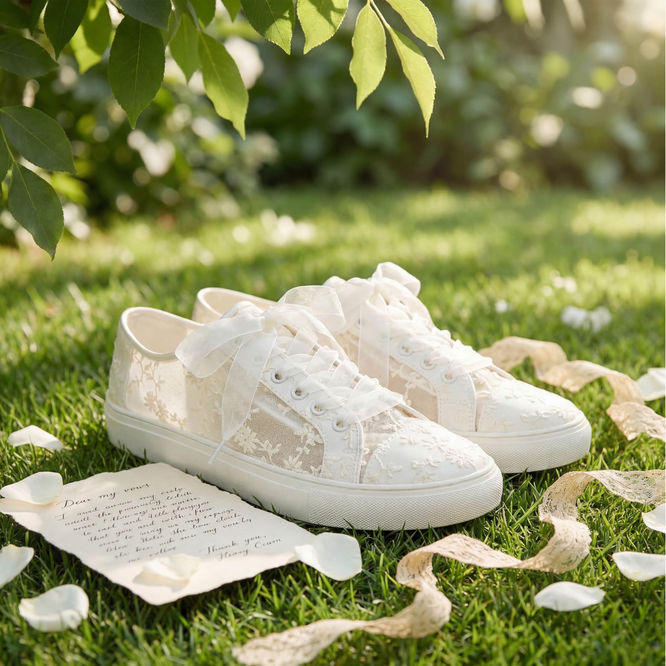 JIAJIA 8835 Zapatos de Boda Zapatillas de Novia Planas Tenis de Novia Zapatillas de Encaje - Personalización Disponible
