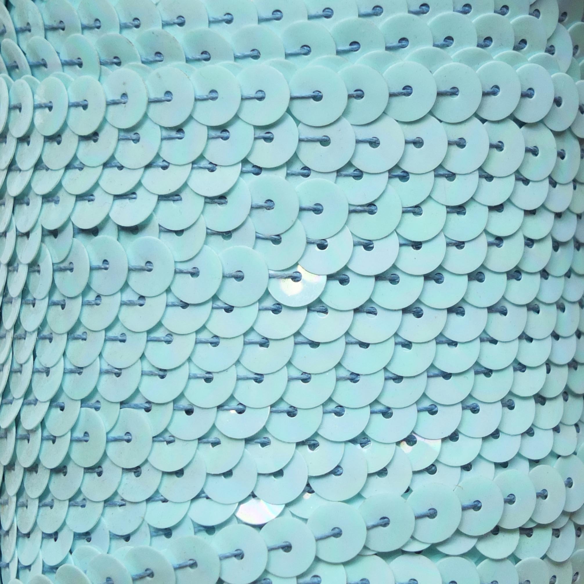 Deep Aqua Rainbow Iris Sequin Trim 6mm 1/4\" Wide Stitched Strung By Yard 15