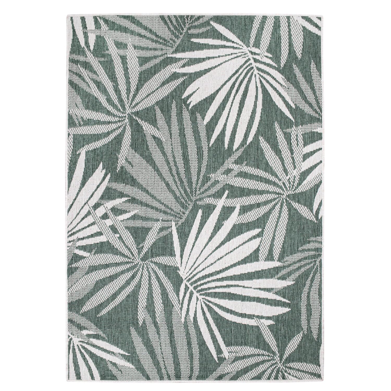 carpet city Outdoor Teppich Wetterfest 200x290 cm - Creme-Grün - Wendeteppich, Beidseitiges Florales Muster - Balkonteppich Wasserfest Outdoor - Terrassenteppich