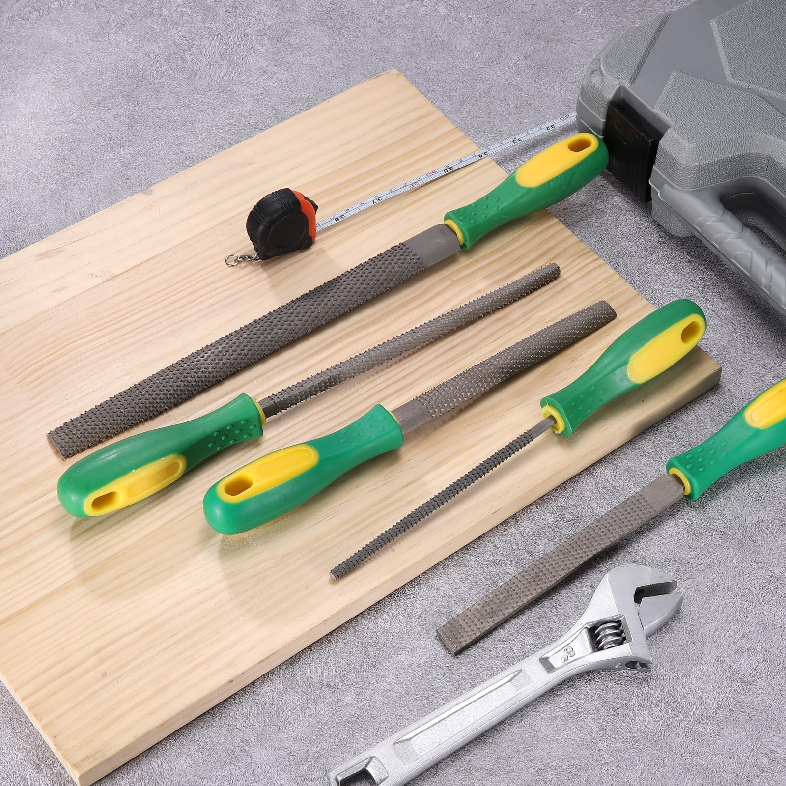 QUARKZMAN 3 Piezas De Lima De Desbastar Madera 12" Acero | Plana/Redonda/Media Caña Lima Multifuncional, Con Mango De Plástico, Para Trabajo En Madera Afilado De Madera Y Metal