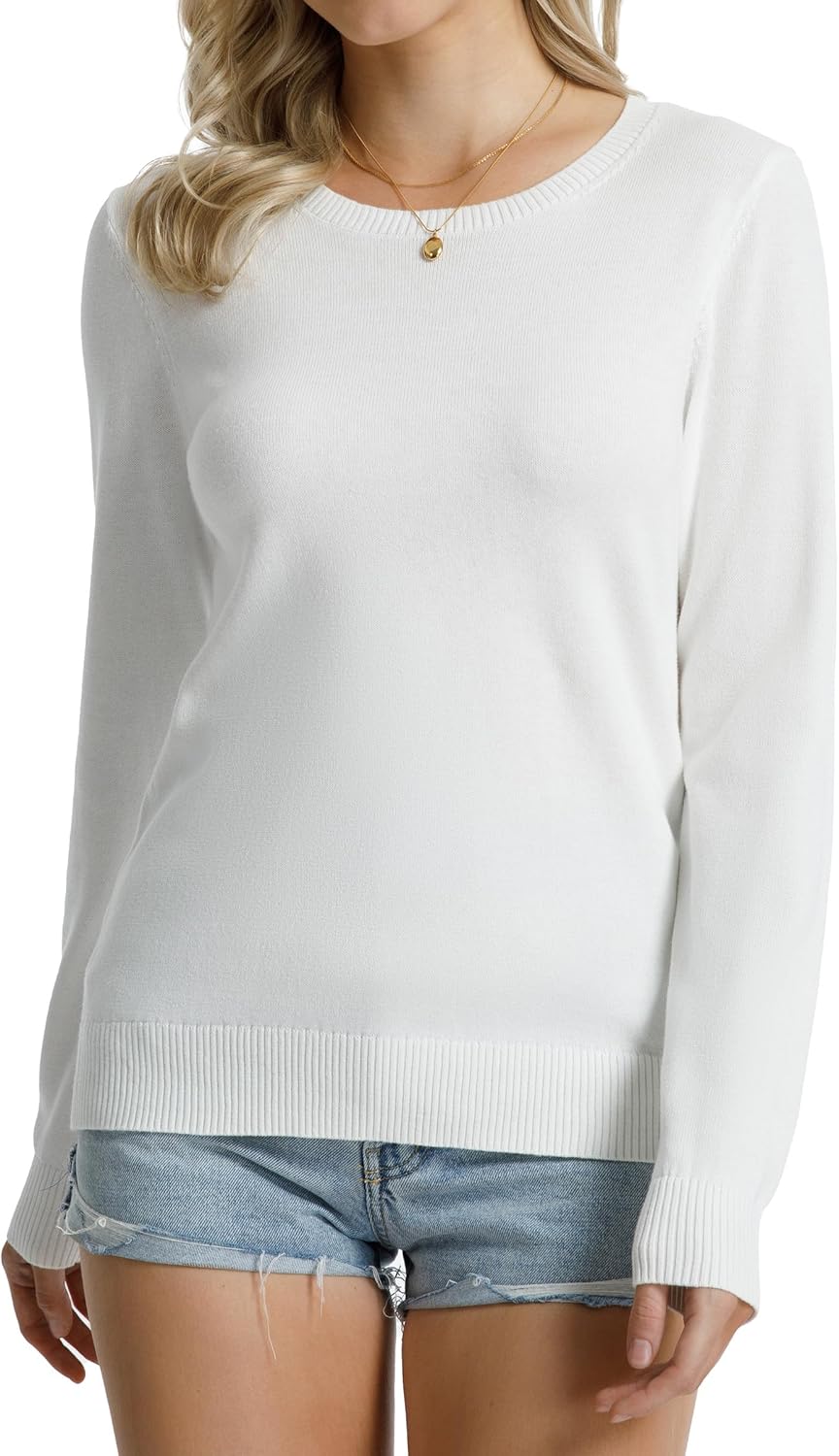 QUALFORT Women's 100% Cotton Sweater Midweight Long Sleeve Soft Knit Pullover Sweater 2026 Fall Winter Tops - Image 2