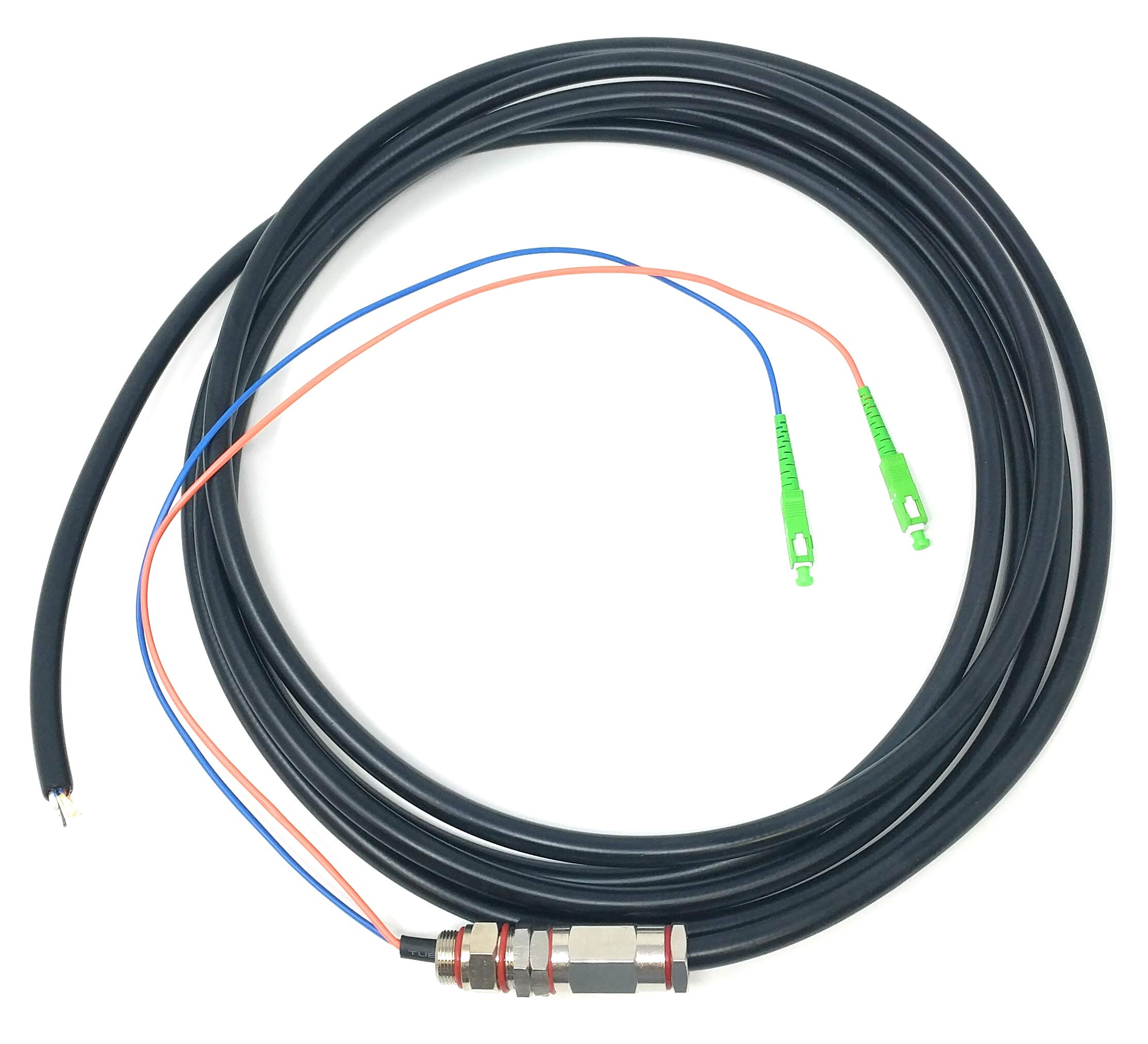Ultra Spec Cables - SC/APC (2 Strand) Singlemode (9/125) Fibra óptica Impermeable Armored Splice Pigtail Parent