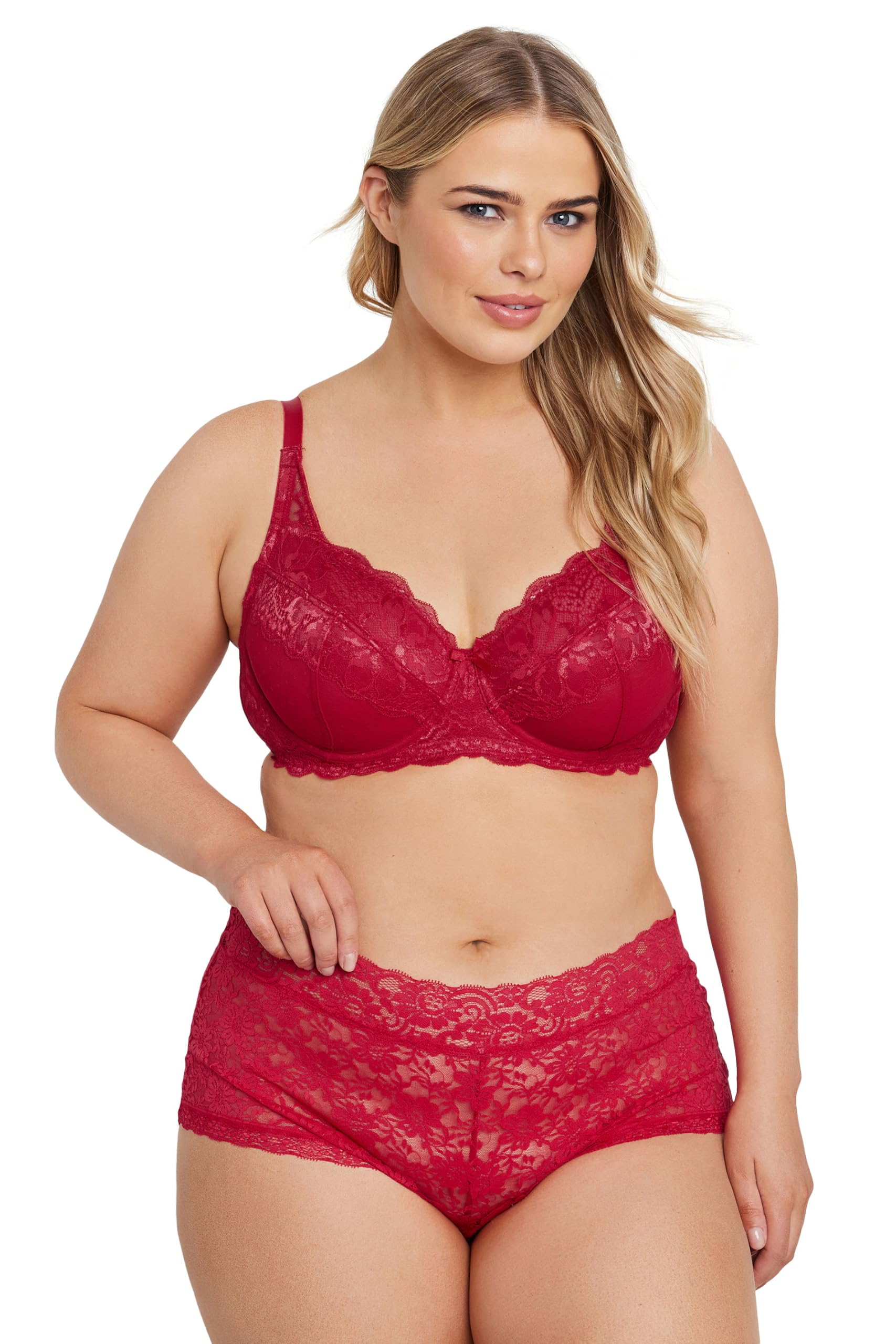 Yours Women's Red Lace Underwi Bra 46Dd