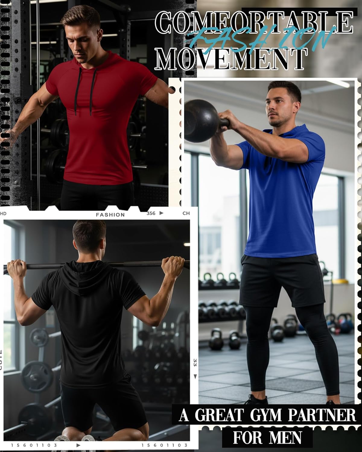 Ficerd 3 Pack Big and Tall Men's Short Sleeve Hoodies Workout Gym Hooded Shirts Lightweight Athletic Pullover Sweatshirt