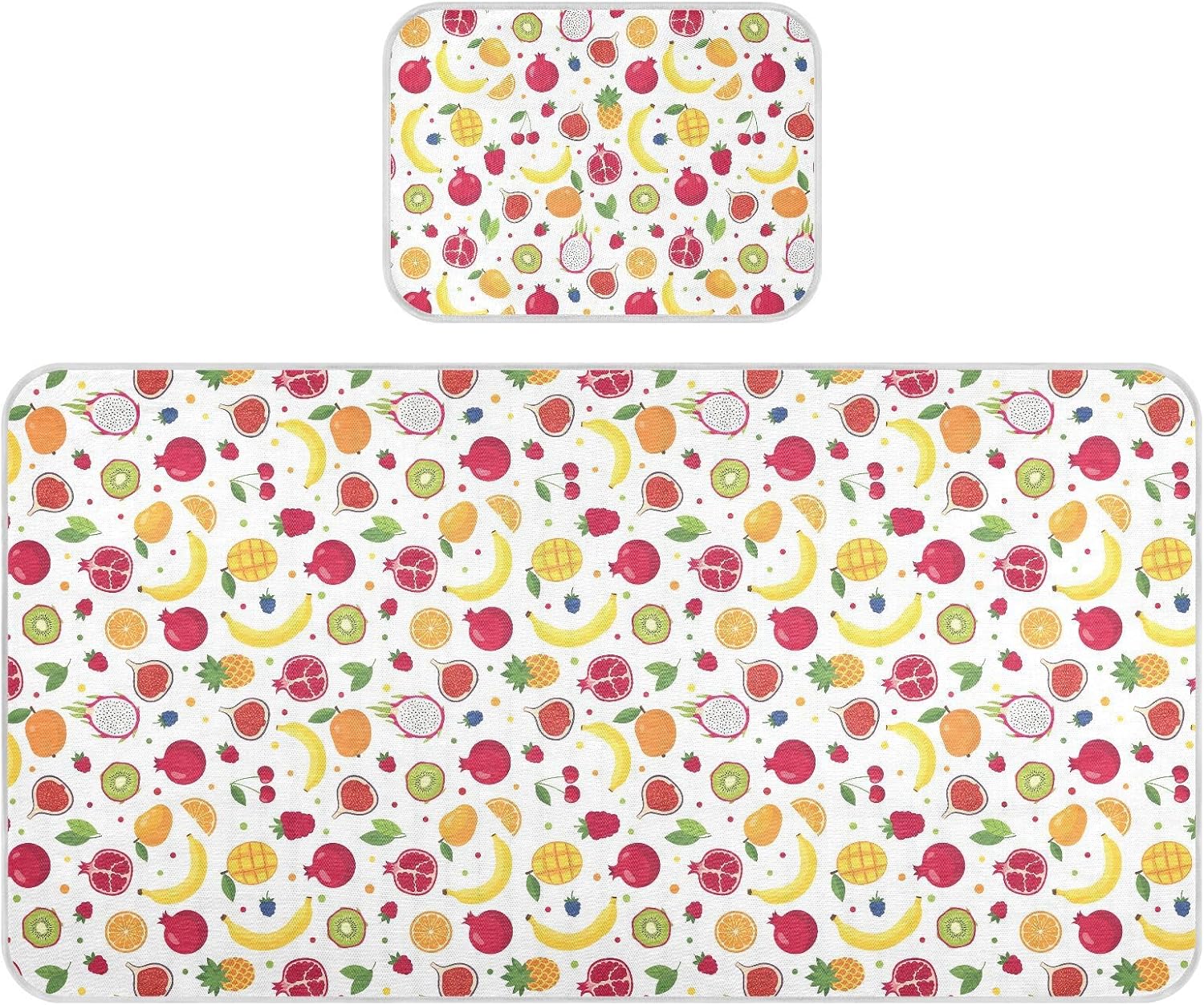 Baby Cooling Mat Colorful Fruits Ice Silk Breathable Mesh Summer Crib Mattress Pad with Pillowcase, Soft Cooling Sleeping Surface for Infant & Toddler, 52"x28"
