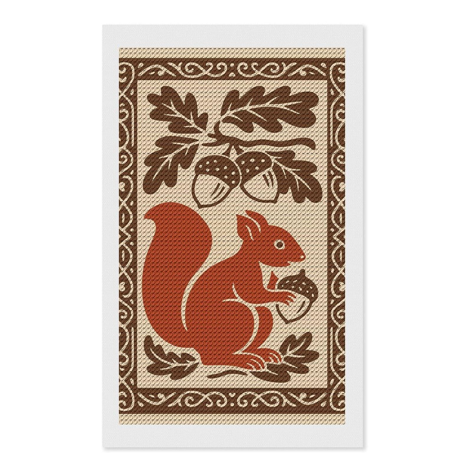 Junmoney Squirrel and Acorns Decorative Illustration Diamond Art Canvas 12"x20", Easy to Follow Symbols, Finish and Display, Fun Craft Experience, Aesthetic Room Decor