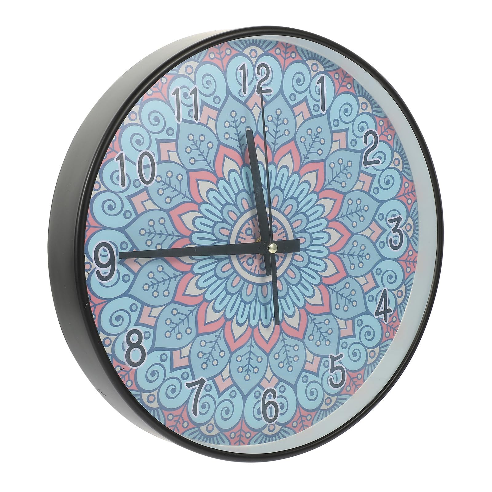Horloge murale en verre bleu mandala, pendule suspendue de style moderne