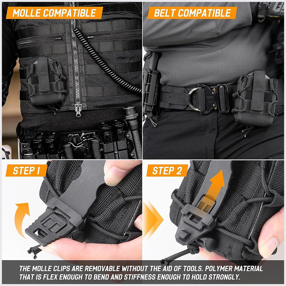 Molle - Funda para esposas, parte superior abierta, bolsa de puño para cinturón de servicio/chaleco táctico Molle — view 6