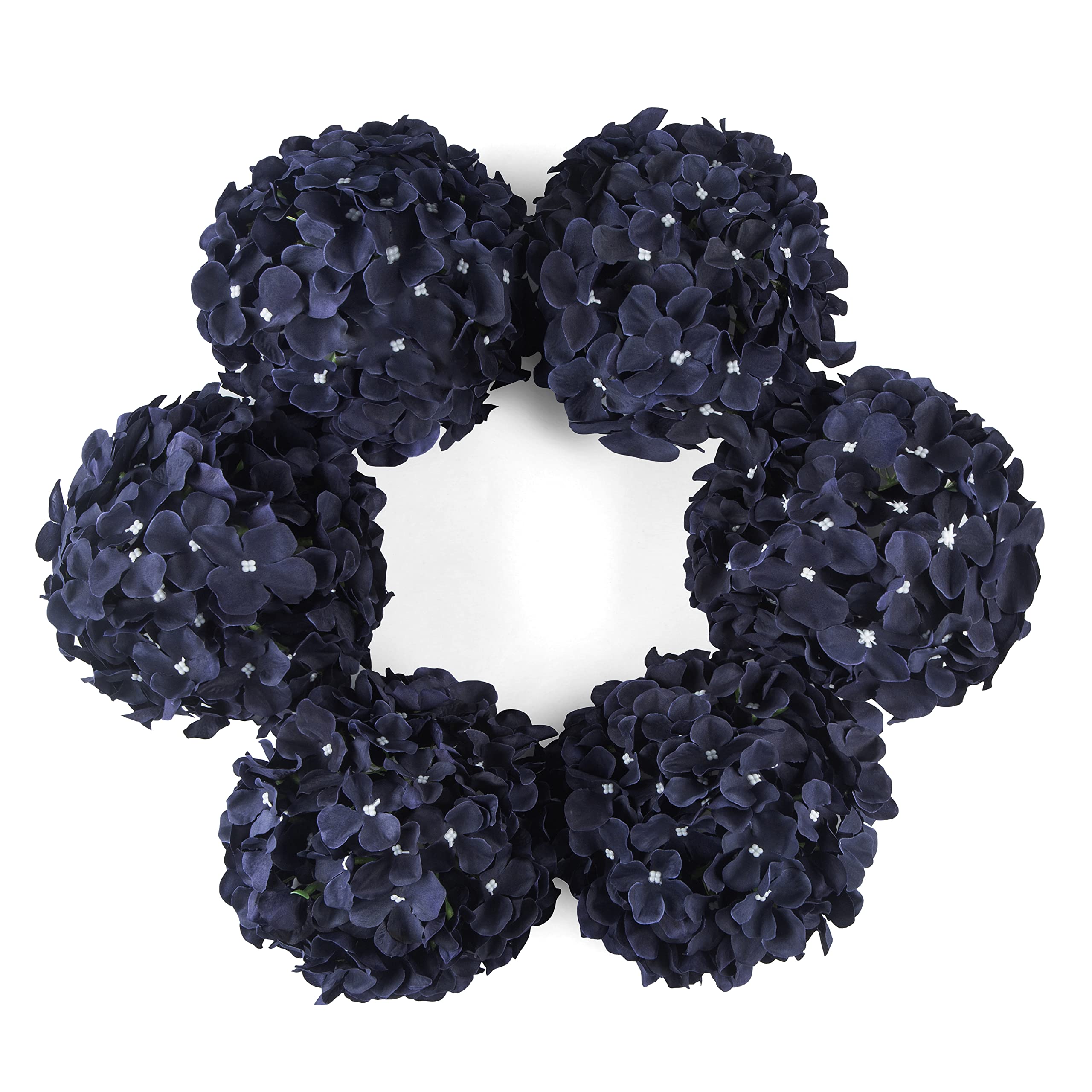 DuHouse Artificial Bigger Silk Hydrangea Flower Heads with Stem Realistic Fake Hydrangea Flower Bouquets for Wedding Home Party Garden Centerpiece Pack of 6(Navy Blue)